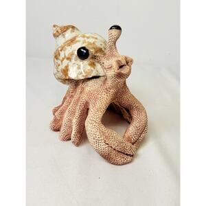 Studio Pottery Ceramic Hermit Crab Textured Whimsical Garden Decor